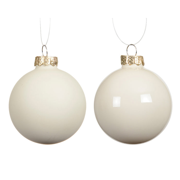 Kaemingk Glass Bauble – Wool White, Plastic-Free (Dia.8Cm)