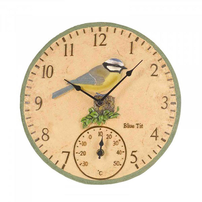 Outside In Blue Tit Clock 12"