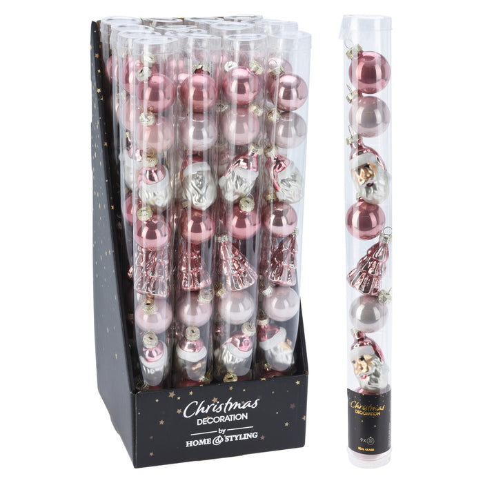 Koopman Xmas Ball 30Mm Set 9Pcs Pink