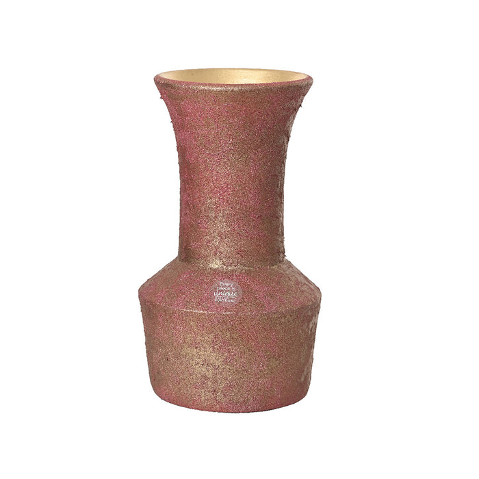 Kaemingk Maroon Vase Terracotta W/ Glitter Gold Lining (Dia.16Cm X H.30Cm)