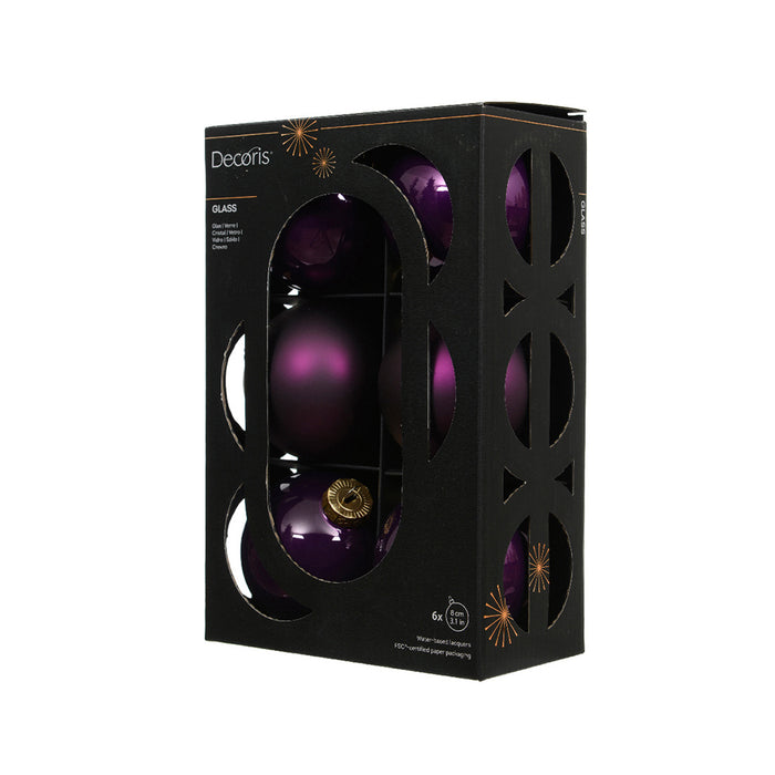 Kaemingk Baubles Glass Enamel - Matt Set Fig (Dia.8Cm)