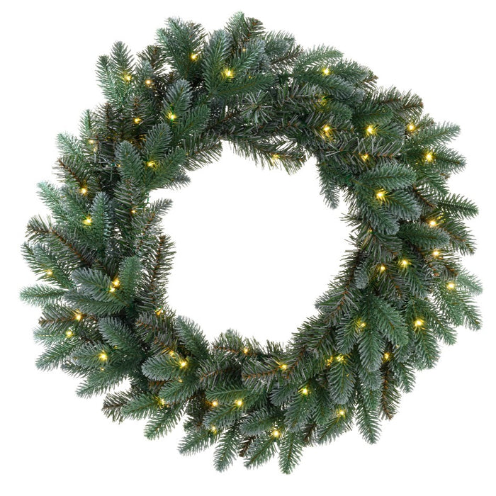 Kaemingk Trondheim Artificial Wreath Micro LED B.O. Outdoor 60 Warm White