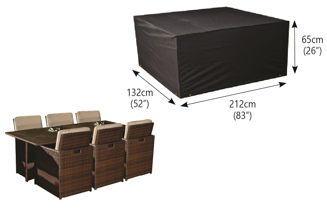 Bosmere Protector 6000 6 Seat Rectangular Cube Set Cover - Storm Black