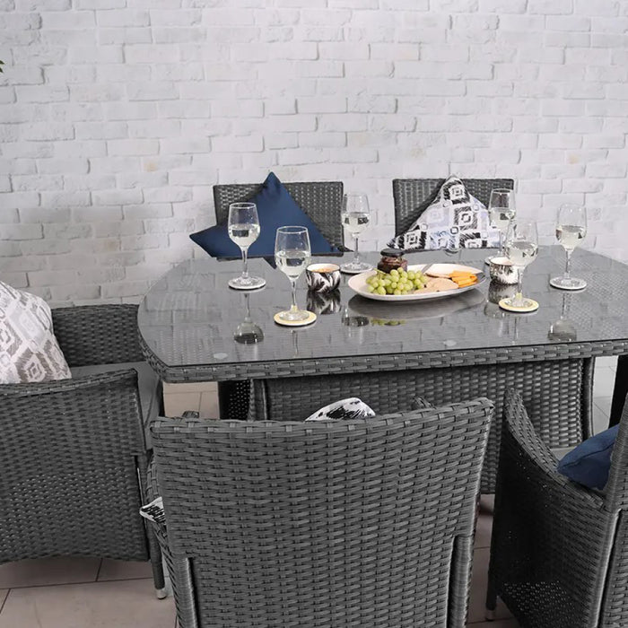 AMIR Royalcraft Nevada Grey 6 Seater KD Rectangular Dining Set