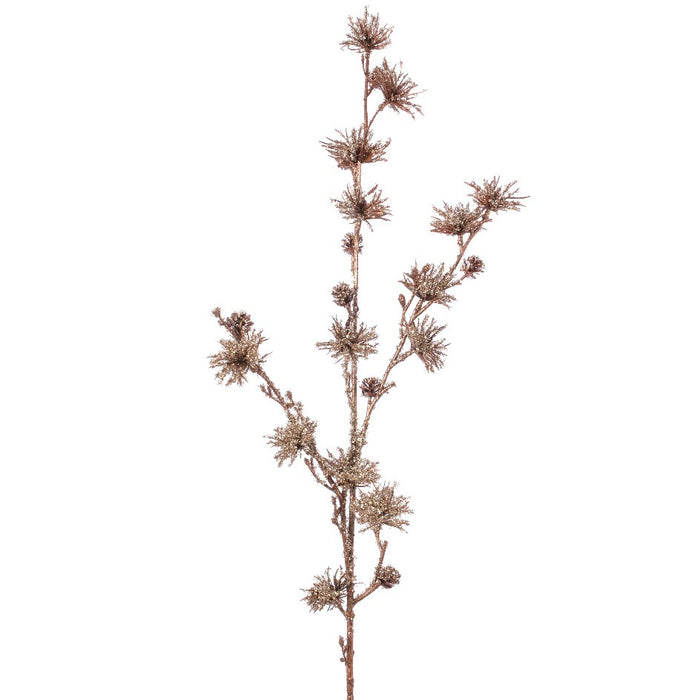 KMG Frosted Pinecone Tree Branch with Bronze & Gold Glitter