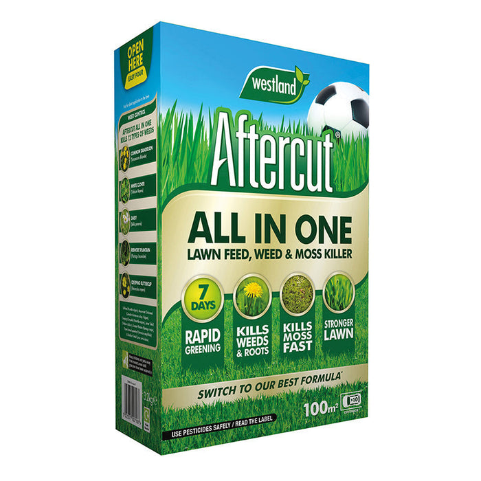 Aftercut All In One Lawn Feed, Weed & Moss Killer 100m2