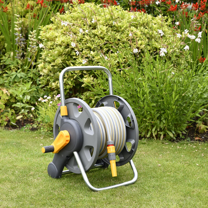 Hozelock Assembled 2-in-1 Hose Reel with hose 25m