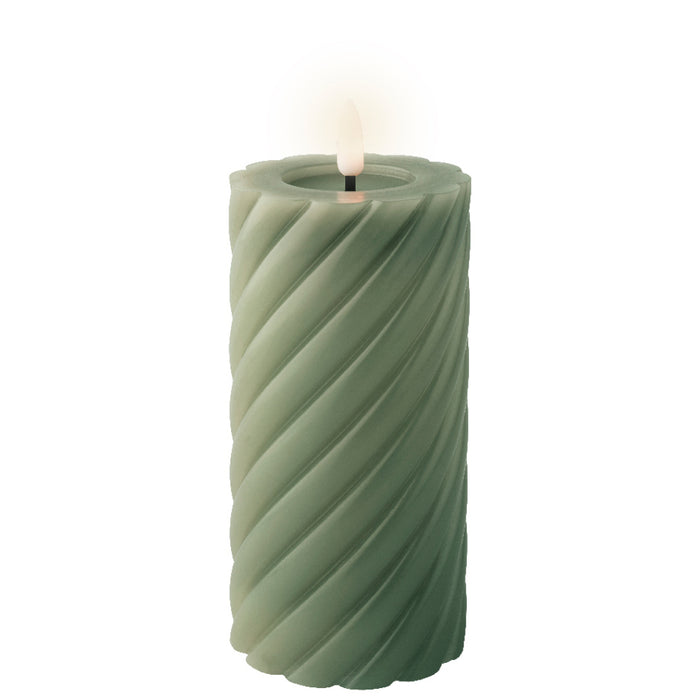 Kaemingk LED Wick Twisted Green Candle (17.3cm)