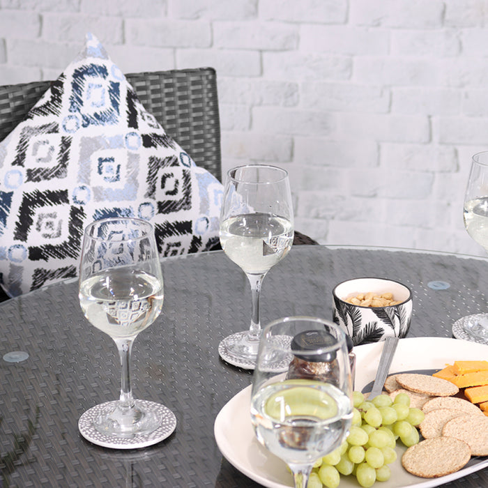 AMIR Royalcraft NEVADA Grey 4 Seater Round 110cm Carver Dining Set