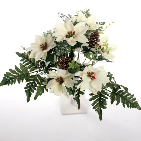 Jeno Floral Poinsettia Mix Bush x 12 IVORY