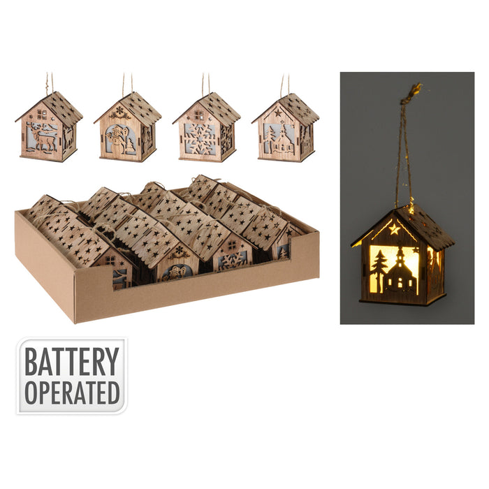 Koopman Hang Deco House With Led 9Cm