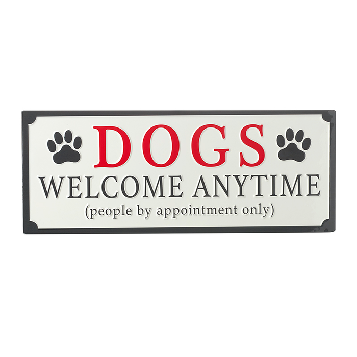 Heaven Sends Metal Dogs Welcome Anytime Sign