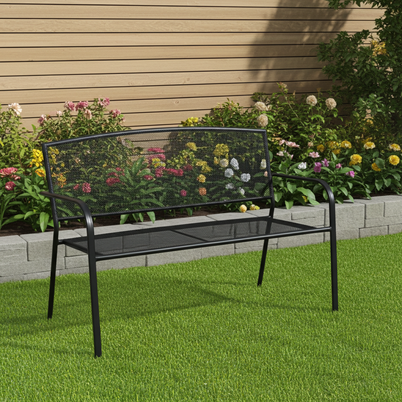 Koopman Ambiance Stackable Mesh Bench - Grey