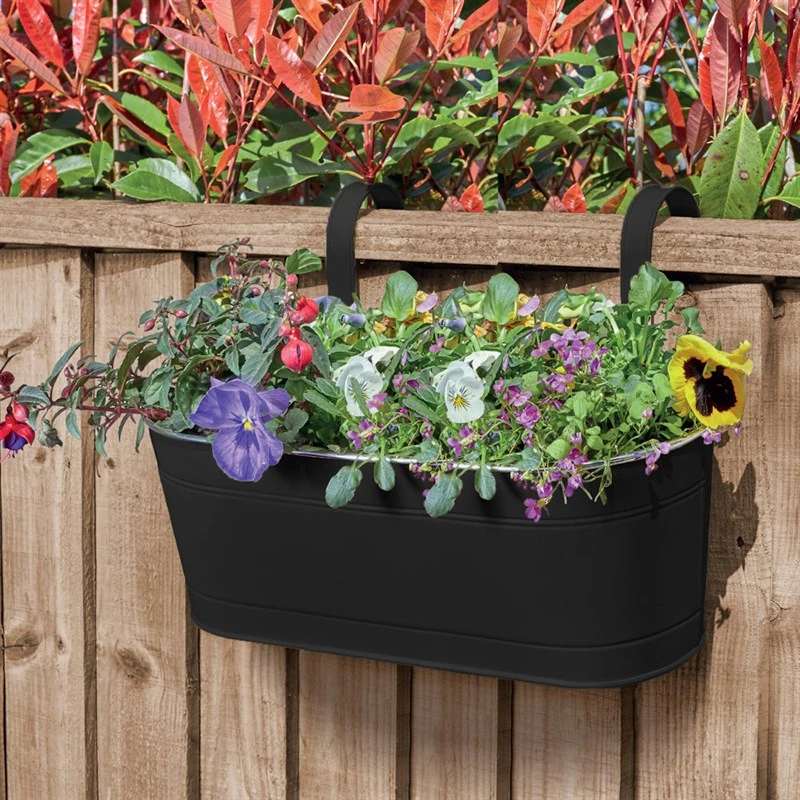 Smart Garden 15in Fence & Balcony Hanging Planter Black