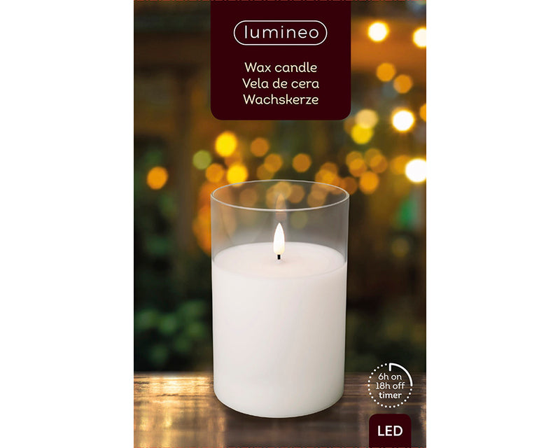 Kaemingk Candle In Glass With LED Wick Battery Operated H15cm Dia10Cm