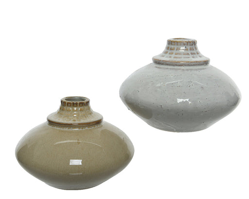 Kaemingk-Round-Stoneware-Vase-2-Colours-Assorted-H9Cm